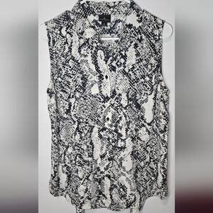 Worthington Womens Snake Print Blouse Tank Top Med